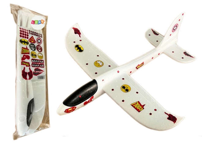 Lightweight White Foam Glider with Stickers