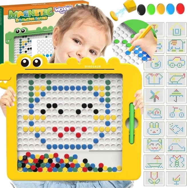 Magnettafel WOOPIE MAGPAD Dinosaurier, Montessori, 110 Magnetknöpfe