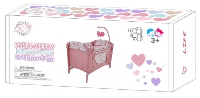 Travel Crib for Dolls with Mobile - Heart