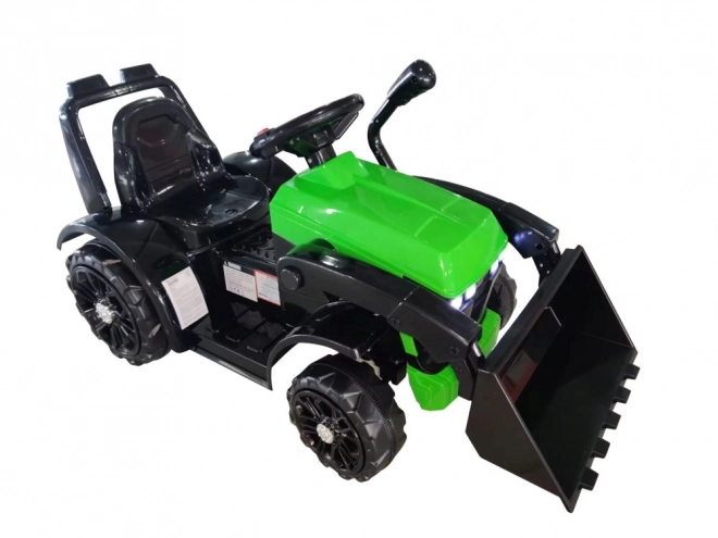 Green Battery-Powered Tractor with Horn and Bucket