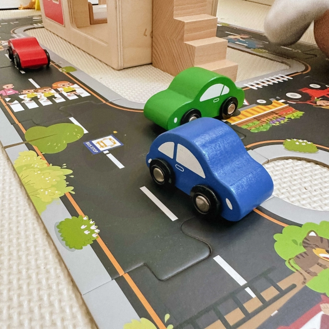 Woopie Green Stadtpuzzle für Kinder - Autorennbahn