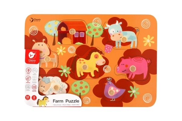 Wooden Farm Animals Puzzle Board