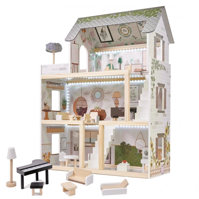 Wooden Dollhouse Floro Boho LED 78cm