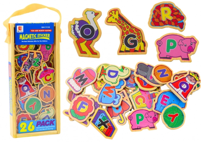 Wooden Magnet Set: Letters, Animals & Objects