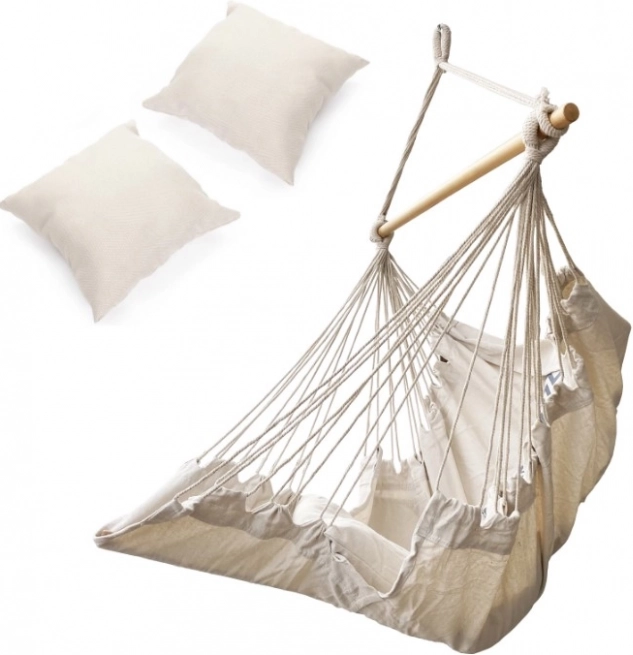 Bézs brazil függőszék lábtartóval, 130 cm