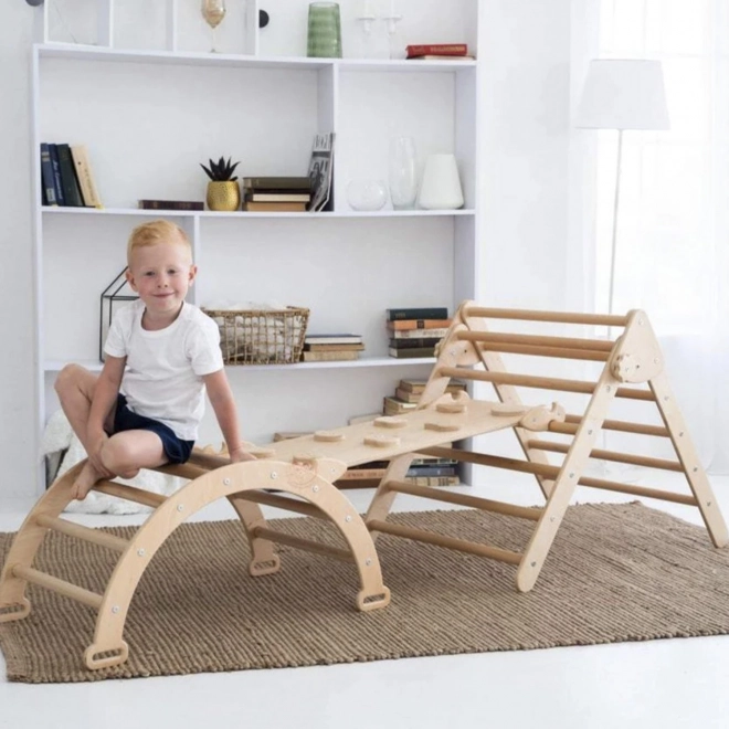 Montessori climber set, large natural wood