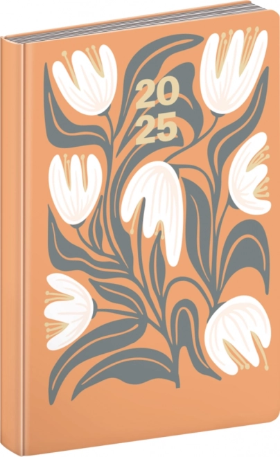 Notique daily planner Cambio 2025 with orange flowers