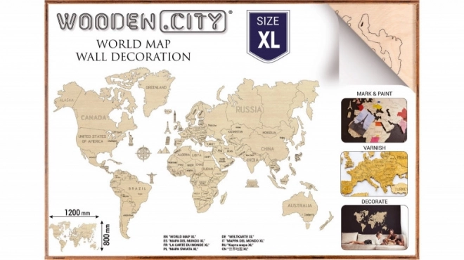 Wooden World Map XL Size