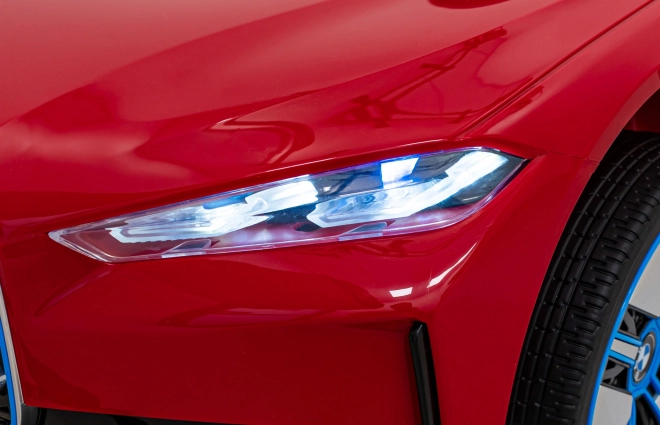Auto BMW i4 na akumulátor pre deti biele – Červené