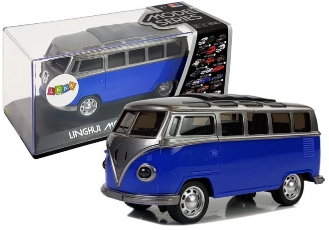 Friction Powered Blue Toy Bus with Light and Sound