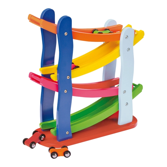 Wooden Racing Track with 4 Cars