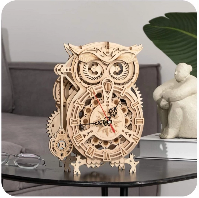 Robotime Rokr 3D Wooden Puzzle Owl Desk Clock with Timer