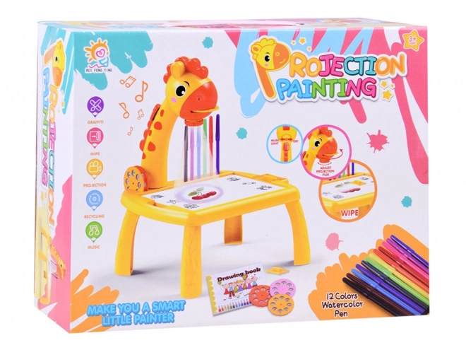 Cute Giraffe Projector and Drawing Set – Yellow