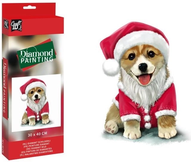 Diamond Painting Dog in Christmas Costume