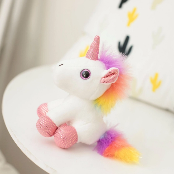 Plush Unicorn Keychain with Metal Ring White 12cm