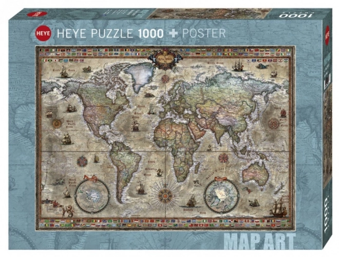 Heye Map Art Puzzle - Retro World 1000 Pieces