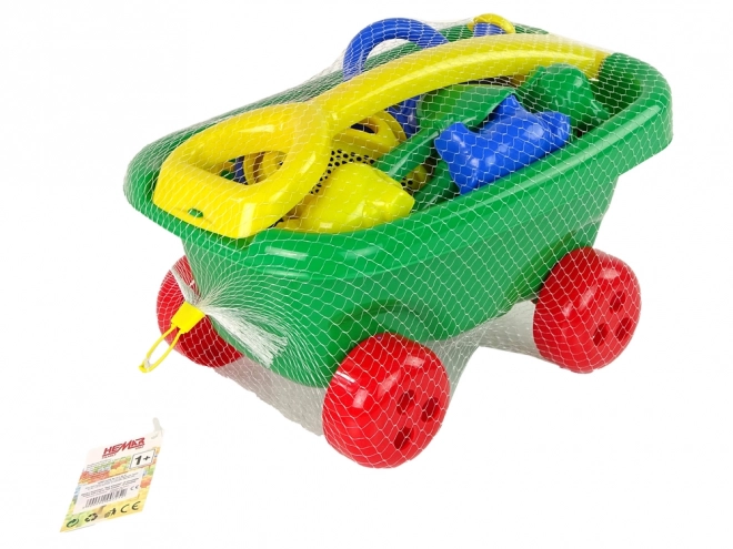 Pull Cart with Two Buckets Sand Set Green