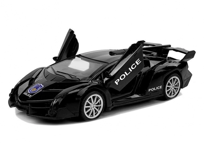 Friction Powered Black Police Car Toy with Sound