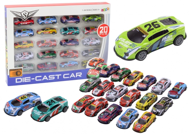 Set of Racing Cars 1:64 Toy Vehicles 20 Pieces