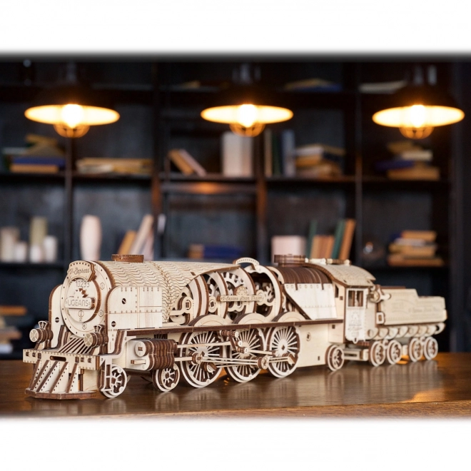 Ugears 3D Wooden Mechanical Puzzle Steam Locomotive V-Express 4-6-2 with Tender