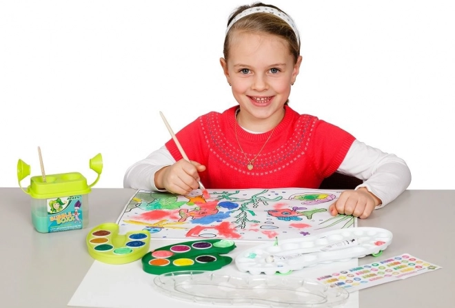 Paint Set with Palette, White Paint, and Brushes