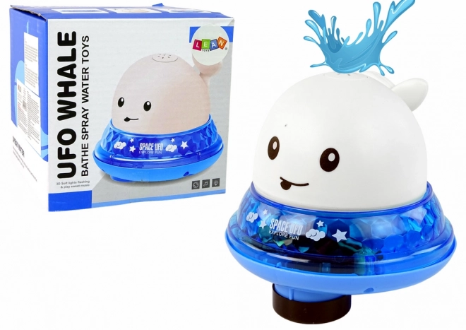 Water-Spraying Whale with Base Bath Toy White
