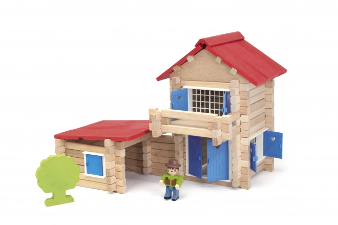 Jeujura Wooden Construction Set House 140 Pieces