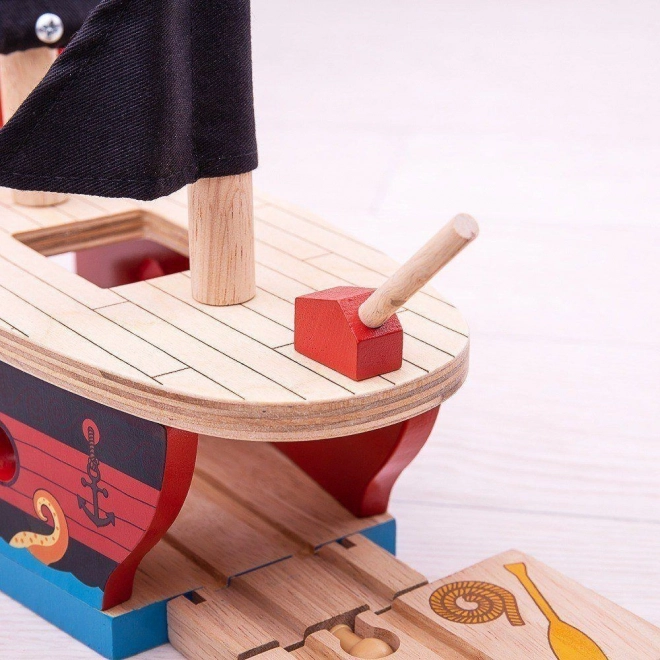 Pirate Ship Toy for Wooden Train Sets