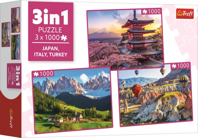 Trefl Puzzle Set: Japan, Italy, Turkey - 3x1000 Pieces