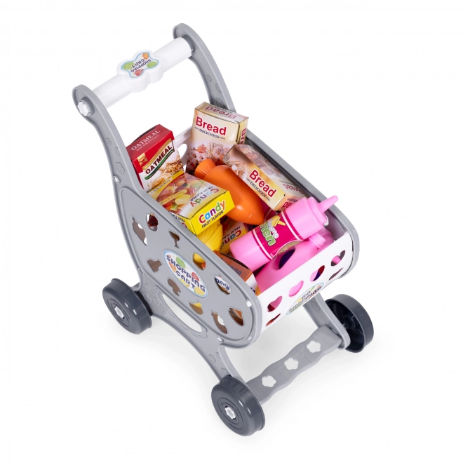 Children's Gray Shopping Cart with 18 Accessories