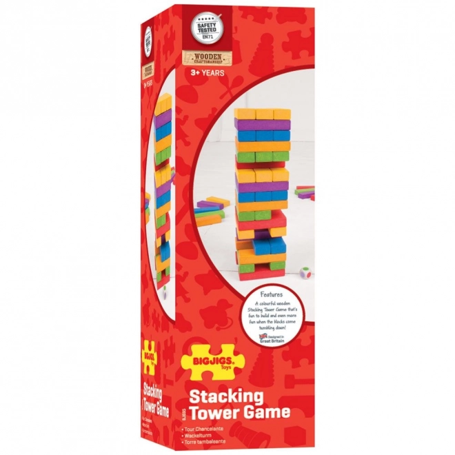 Colorful Wooden Jenga by Bigjigs Toys