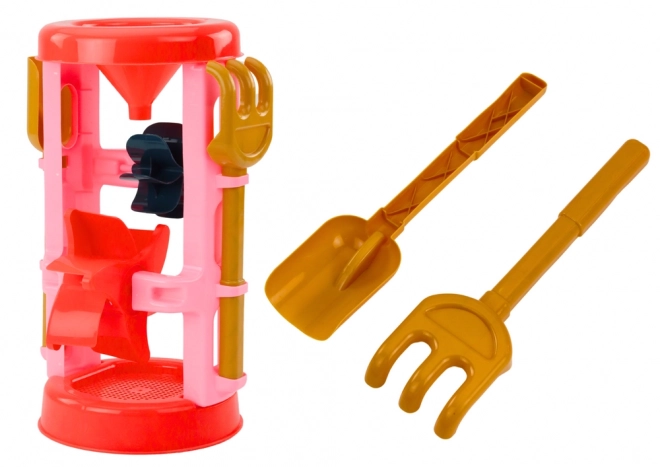 Pink Sand Toy Set with Windmill and Castle Molds