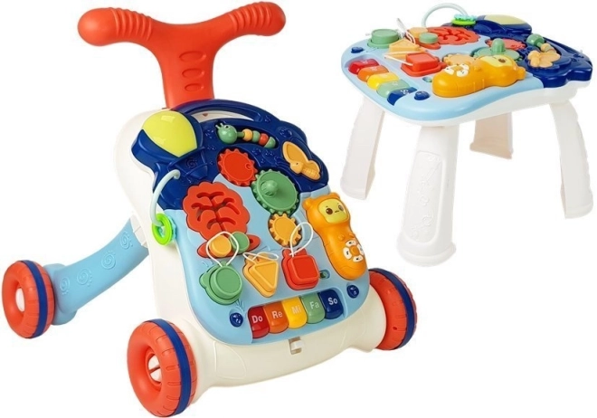 Girello interattivo 3 in 1 da spingere con tavolino removibile e pannello musicale