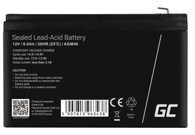 Green Cell AGM UPS Battery 12V 8Ah