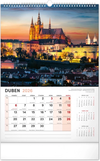 Calendrier mural Prague 2026