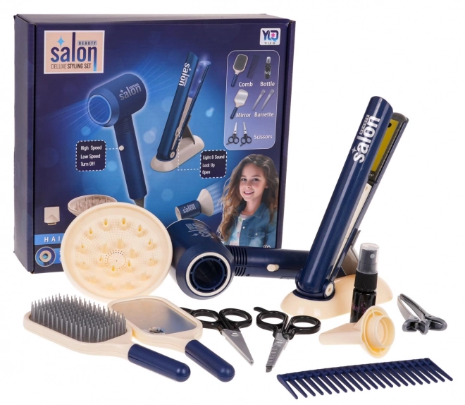 Mega Hairdressing Set for Little Hairdresser Blue with Accessories