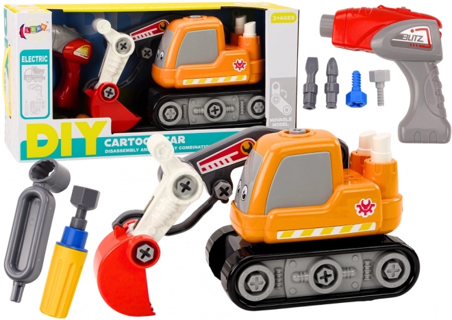 Cartoon DIY Track Excavator Orange