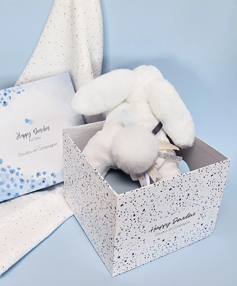 Doudou Gift Set - Plush Rabbit with White Pom-Pom