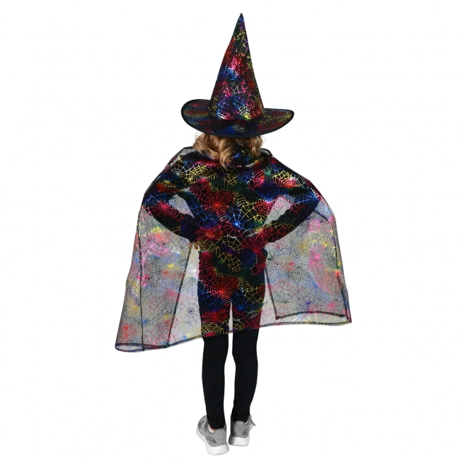 Witch Costume Cape with Spider Web and Hat