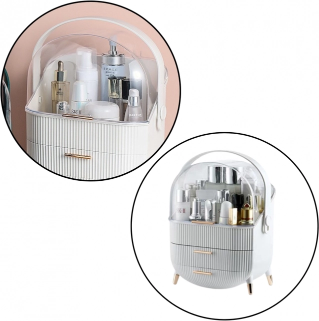 White Cosmetic Organizer with Openable Lid