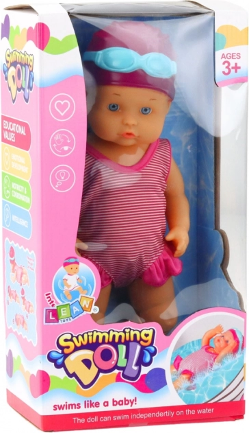 Schwimmende Puppe zum Baden in rosa Kleidung