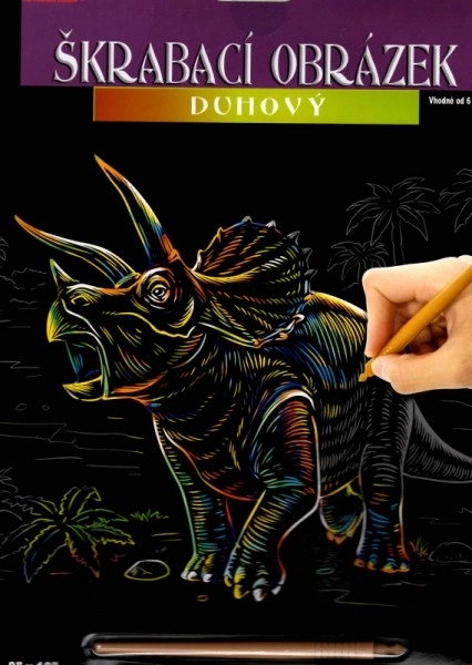 Rainbow Scratch Art Triceratops