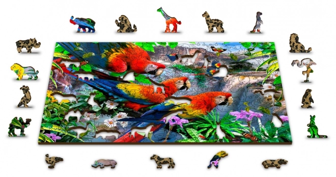 Wooden Parrot Island Puzzle 2-in-1