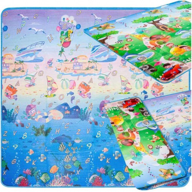 Educational Foam Play Mat Foldable Double-Sided Ocean World 190 x 170 cm