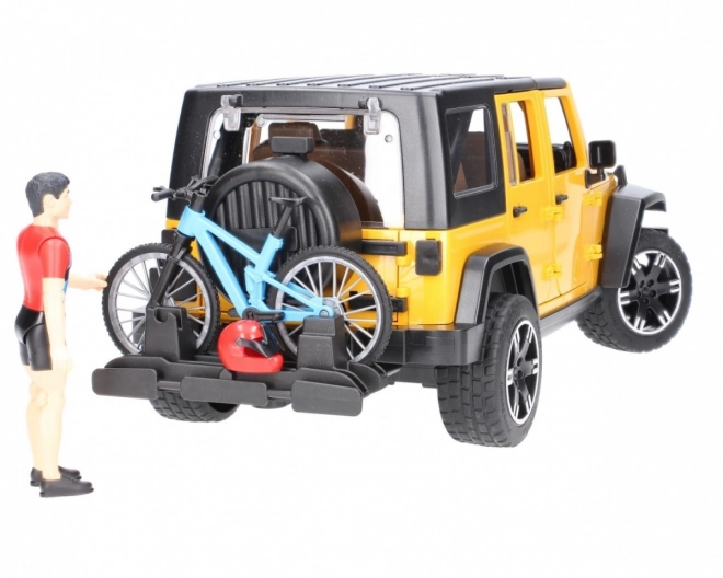 Bruder Jeep Wrangler Rubicon with Cyclist and Bicycle