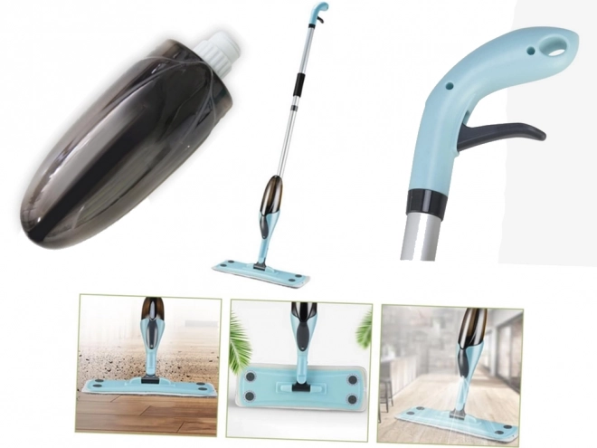 Flat Mop with Rotating Sprayer and Microfiber Pads