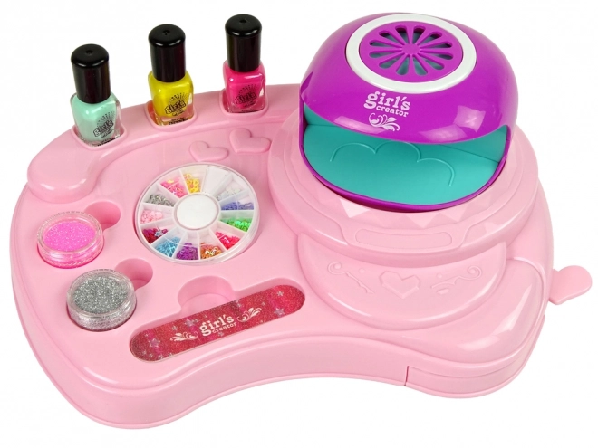 Nail Art Set with Lamp and Stickers for Kids