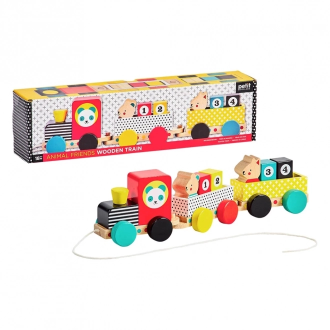 Wooden Train with Numbers and Animal Friends