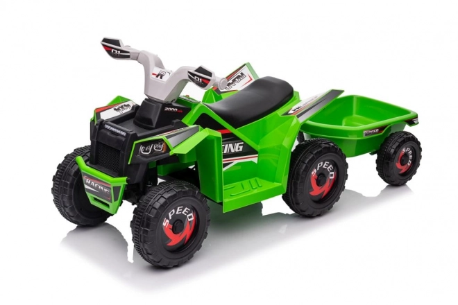 Akkumulátoros zöld quad utánfutóval