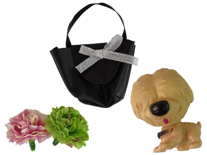 Emily Doll with Dog, Handbag, and Flowers Set